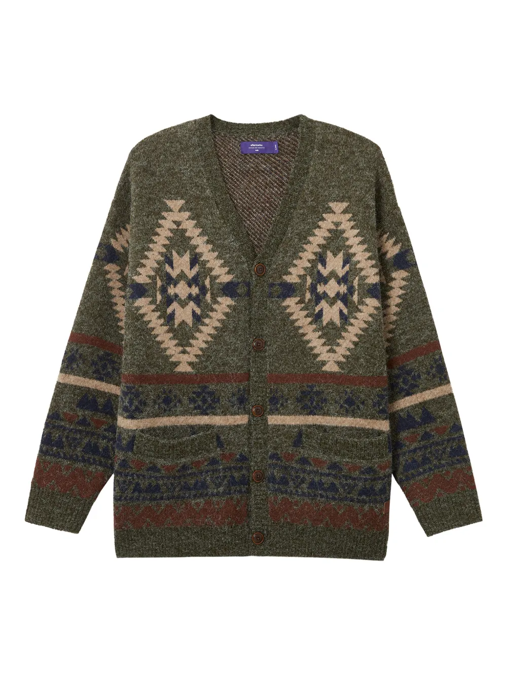 aftermaths geometric-pattern cardigan | Green | Image 1