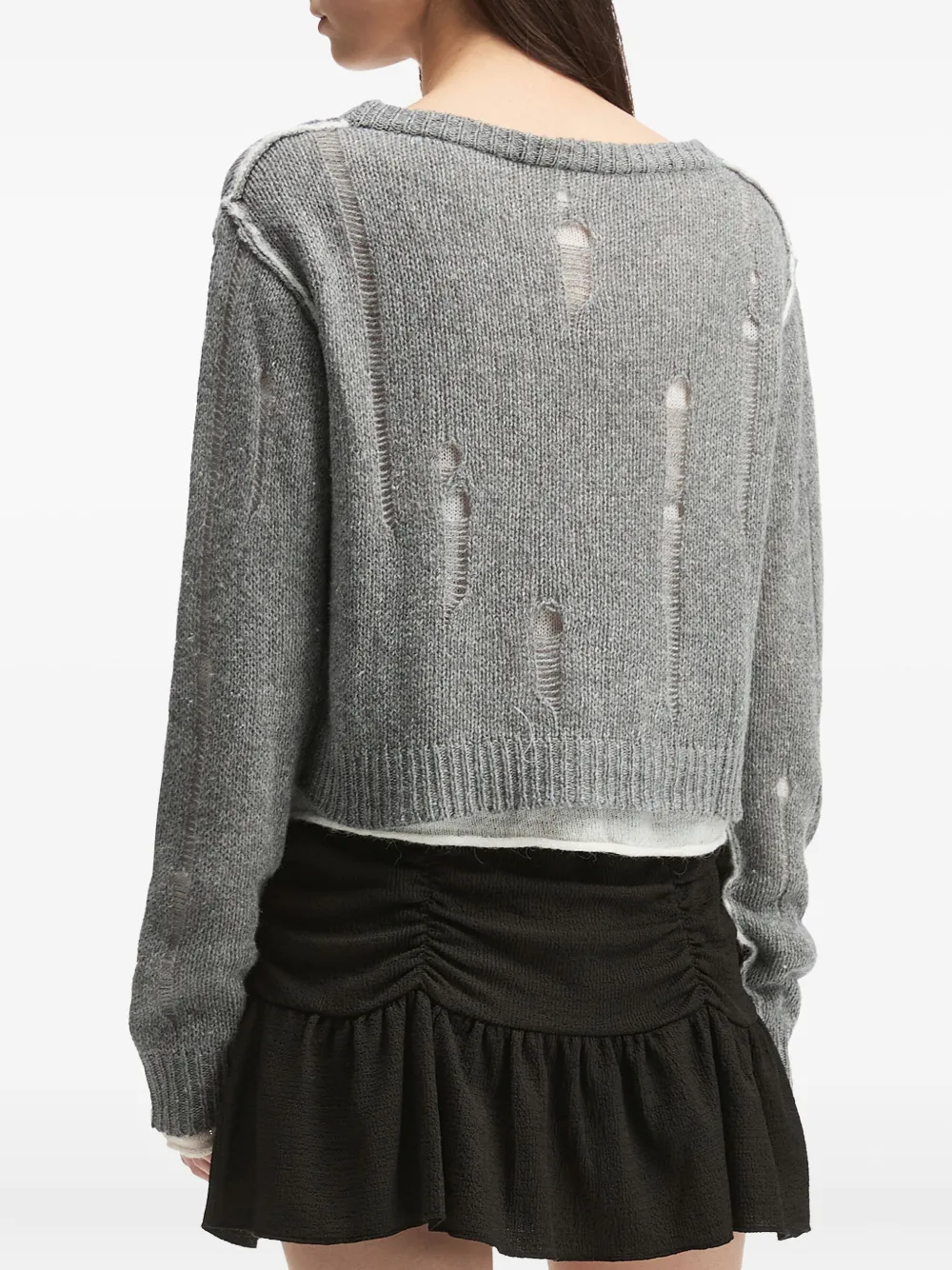 b+ab Vest met gerafeld detail en V-hals Grijs