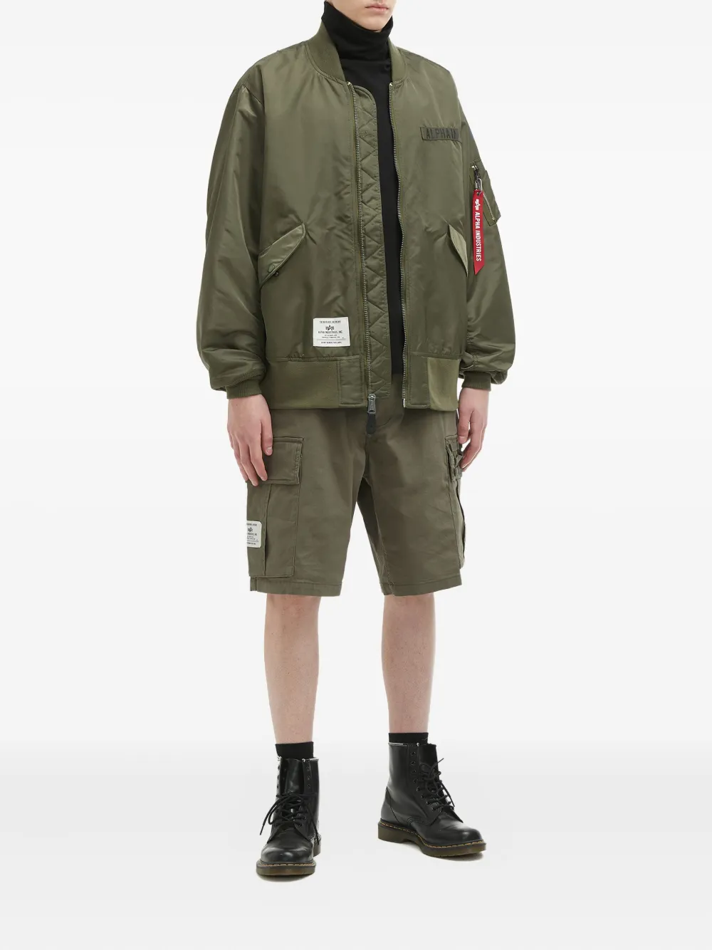 Alpha Industries Cargo shorts met logopatch - Groen