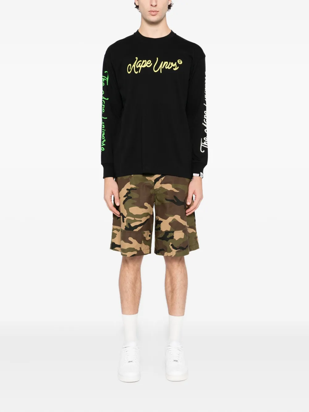 AAPE BY *A BATHING APE Katoenen T-shirt met logoprint - Zwart