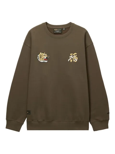 Alpha Industries tiger-embroidered crew-neck sweatshirt