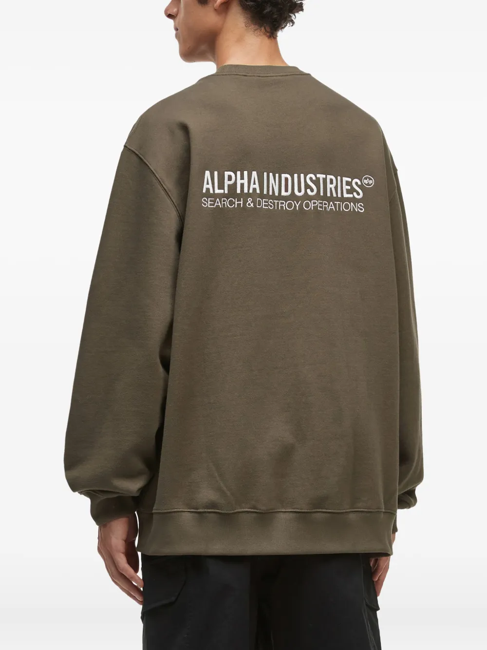 Alpha Industries Tiger-embroidered Crew-neck Sweatshirt In Green