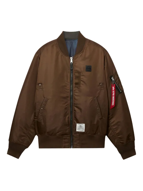 Alpha Industries logo-patch Bomber Jacket Blue FARFETCH IN