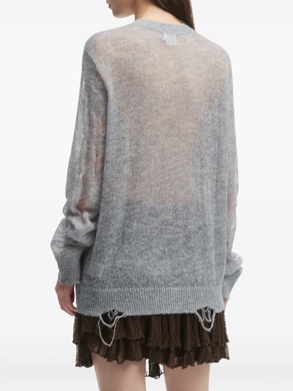 b+ab Gerafelde trui Grijs