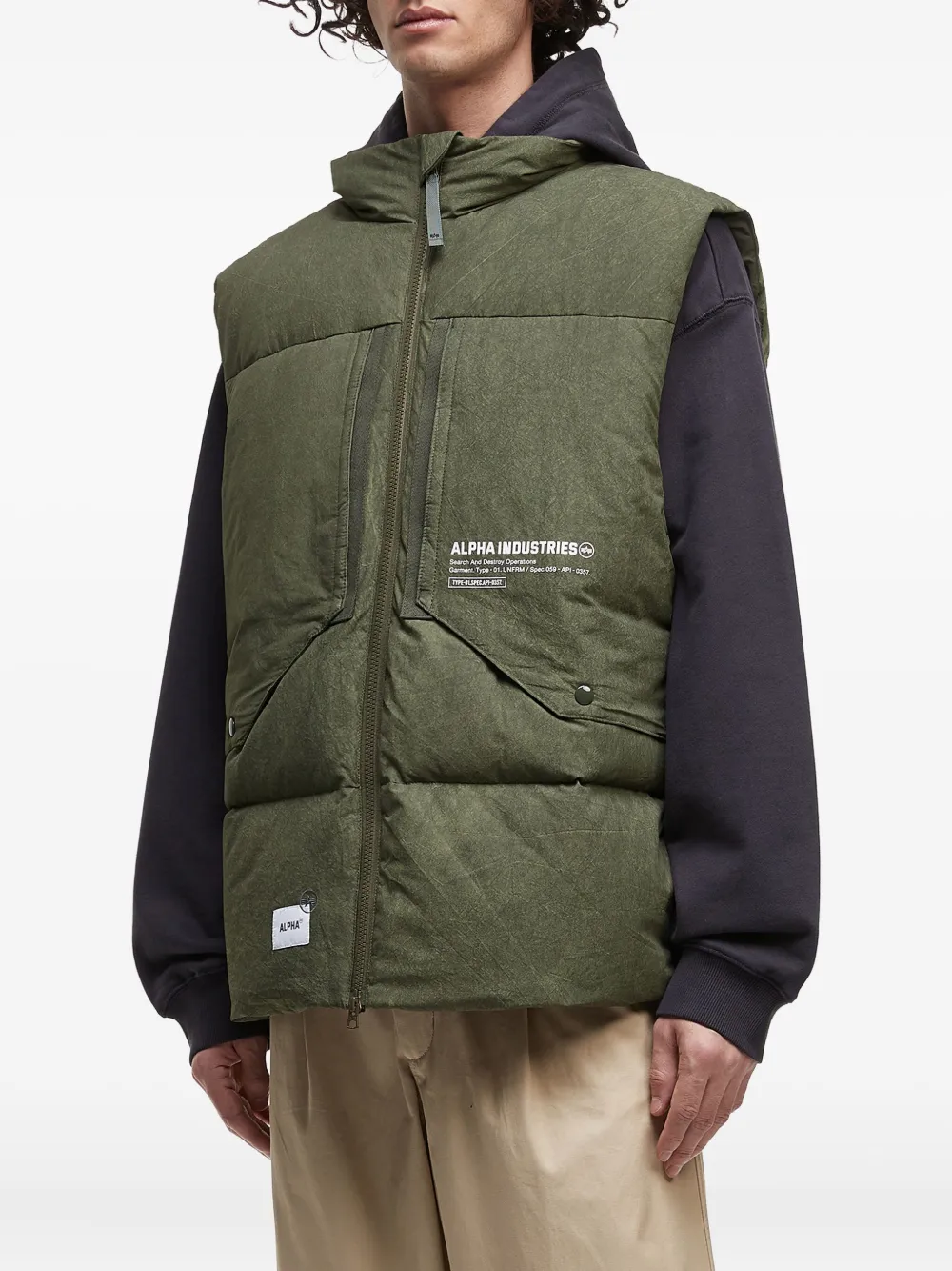 Alpha Industries Quilted Pocket Vest In Green