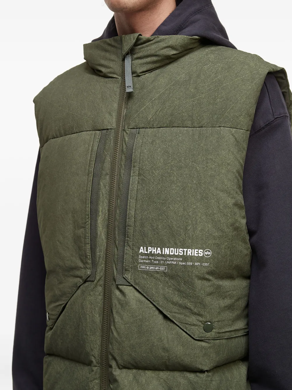 Alpha Industries Quilted Pocket Vest In Green