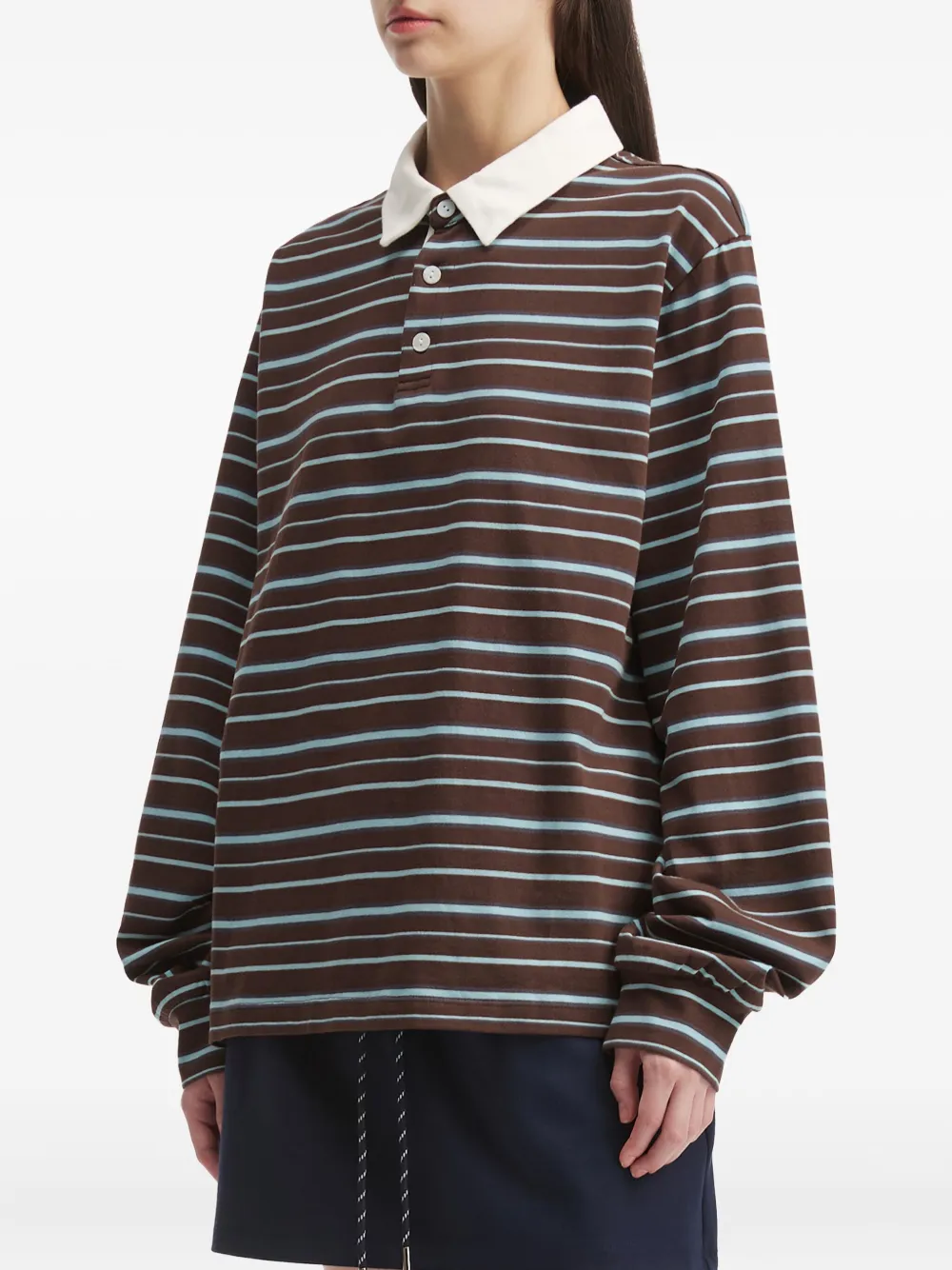 b+ab Gestreept poloshirt Bruin