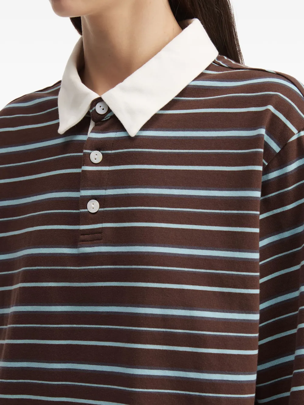 b+ab Gestreept poloshirt Bruin