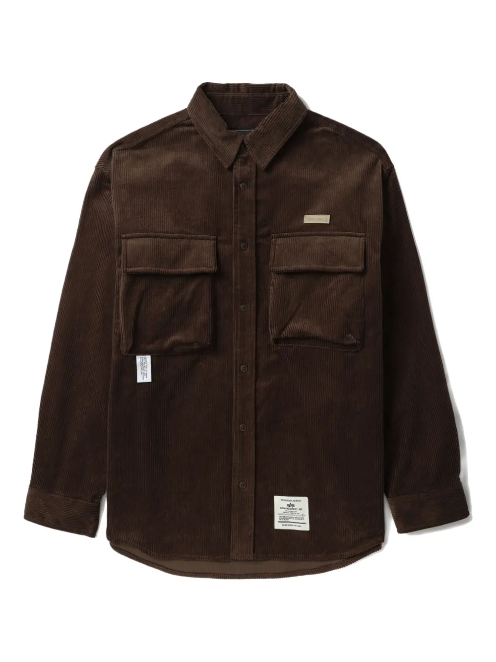 Alpha Industries logo-patch corduroy shirt | Brown | Image 1