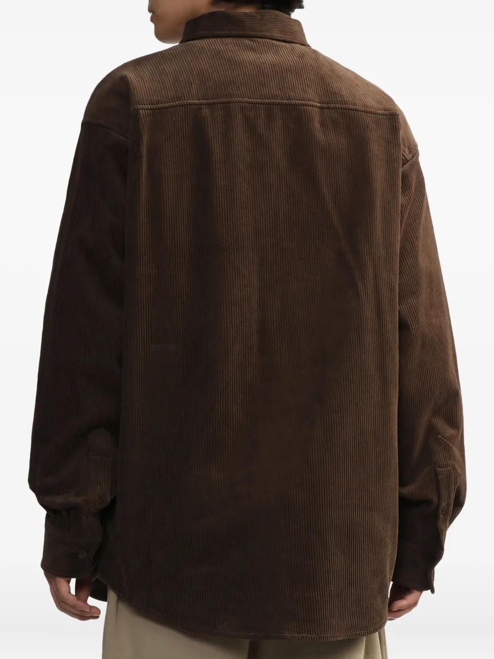 Alpha Industries Logo-patch Corduroy Shirt In Brown