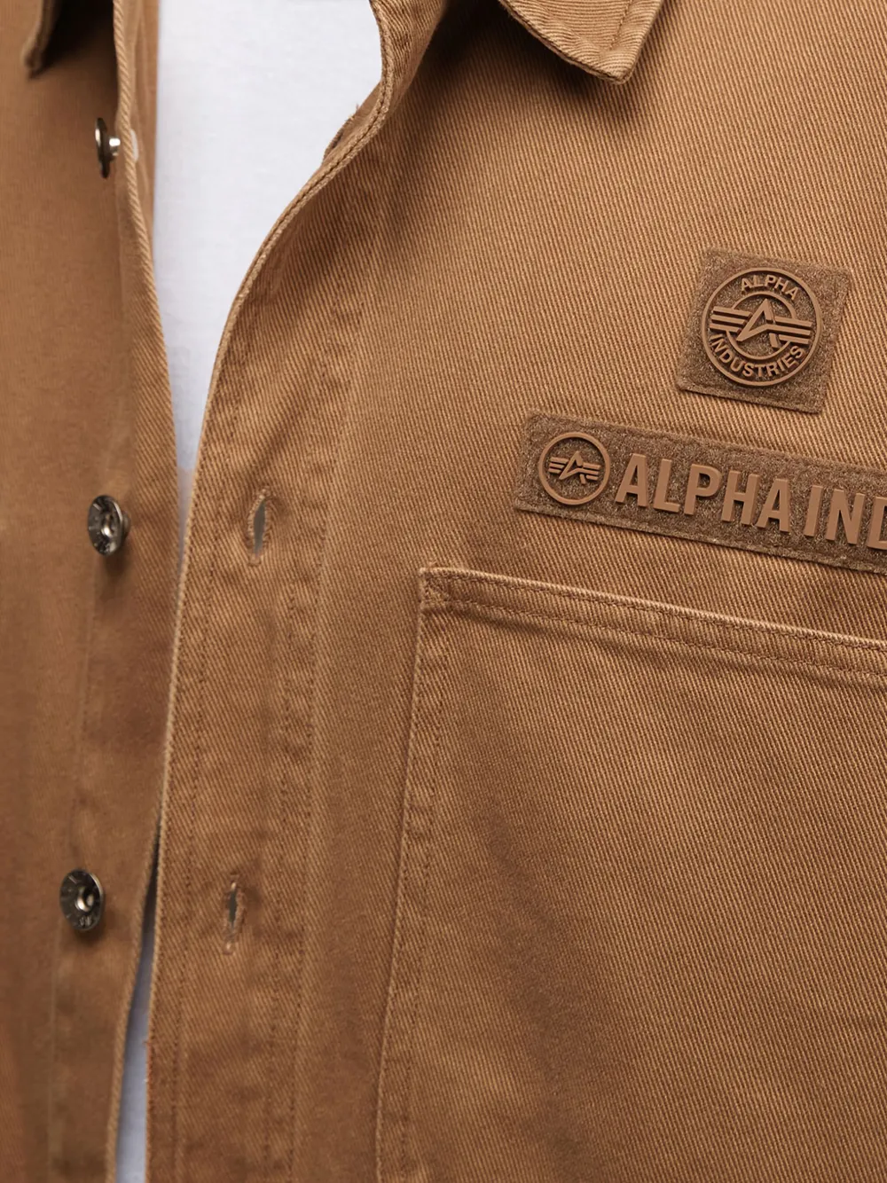 Alpha Industries Patch-pocket Cotton Shirt In Brown