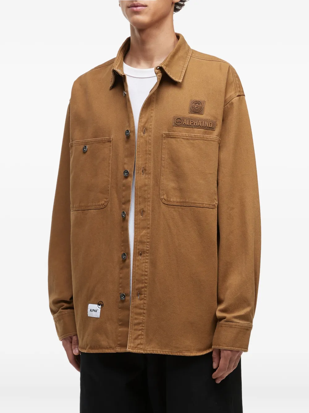 Alpha Industries Patch-pocket Cotton Shirt In Brown
