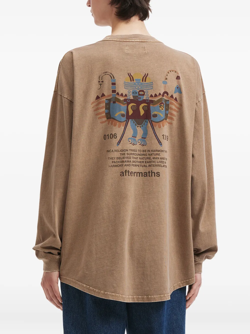 Aftermaths Graphic-print Long-sleeve T-shirt In Brown