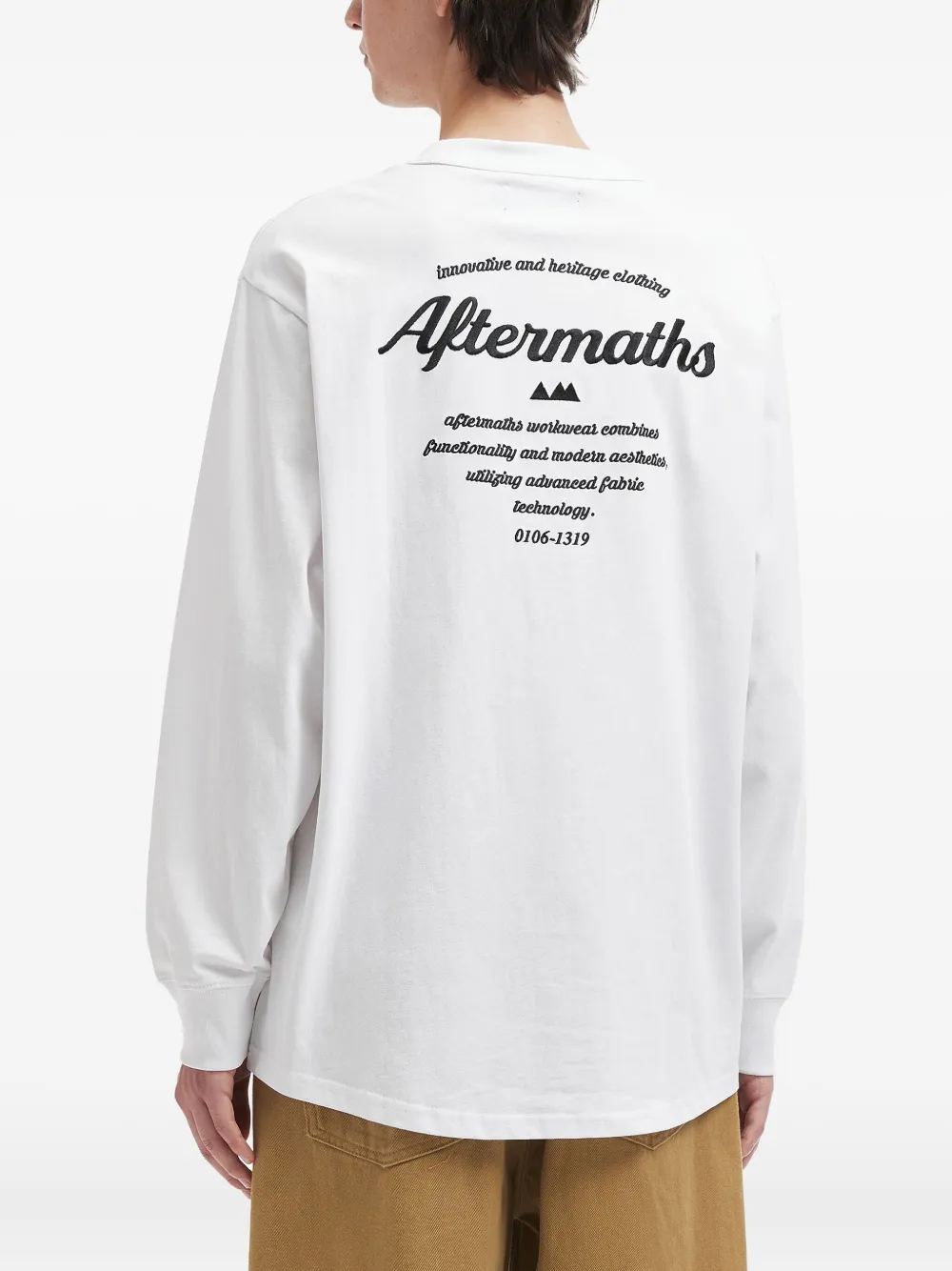 Aftermaths Logo-embroidered Long-sleeve T-shirt In White