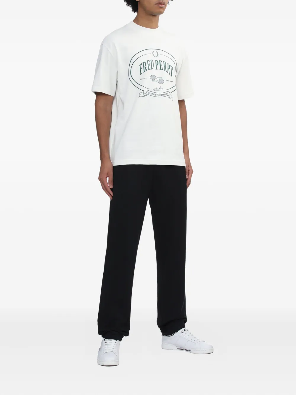 Fred Perry Katoenen T-shirt met ovalen logo - Wit