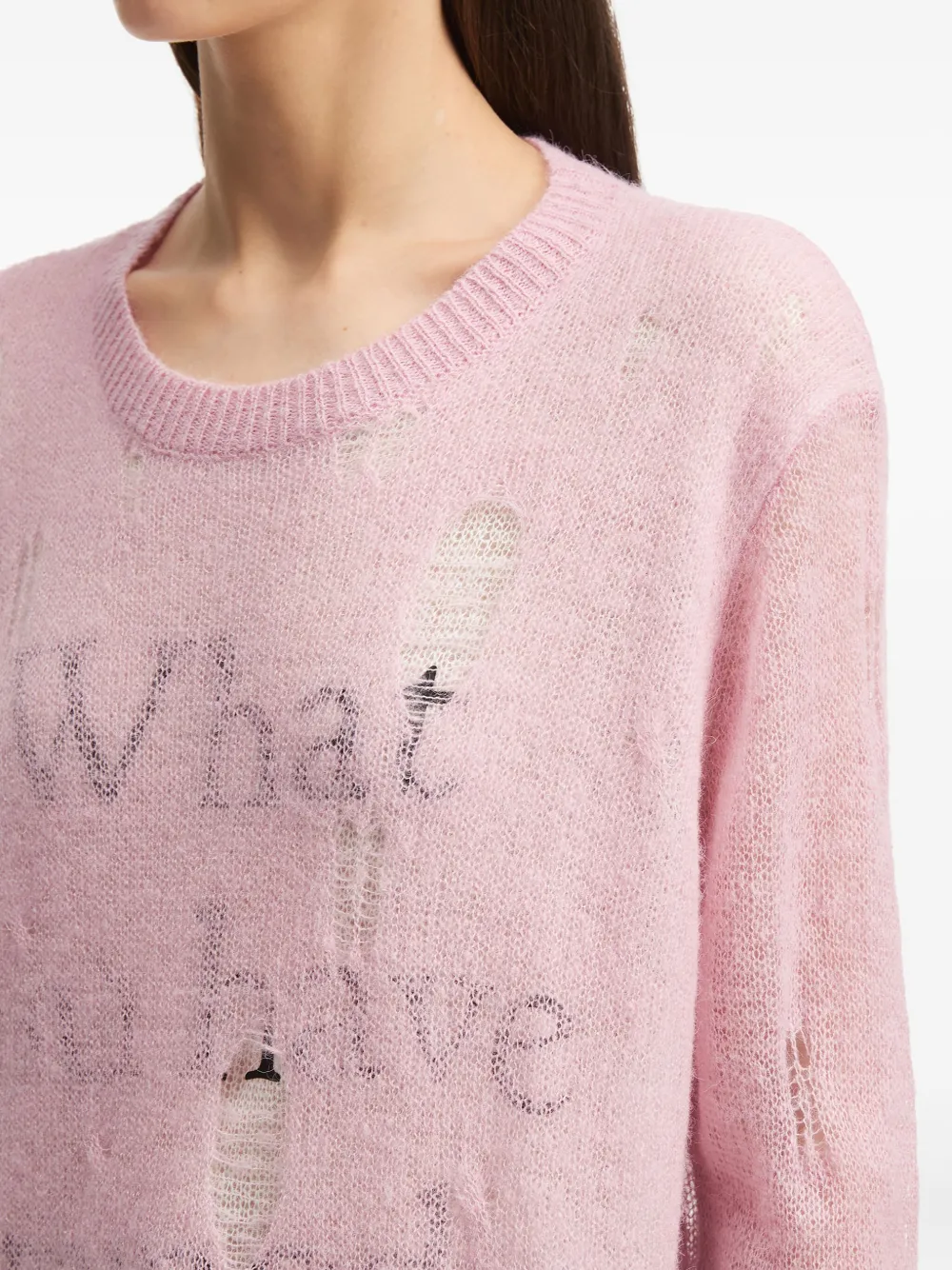 b+ab Trui met gerafeld detail en ronde hals Roze