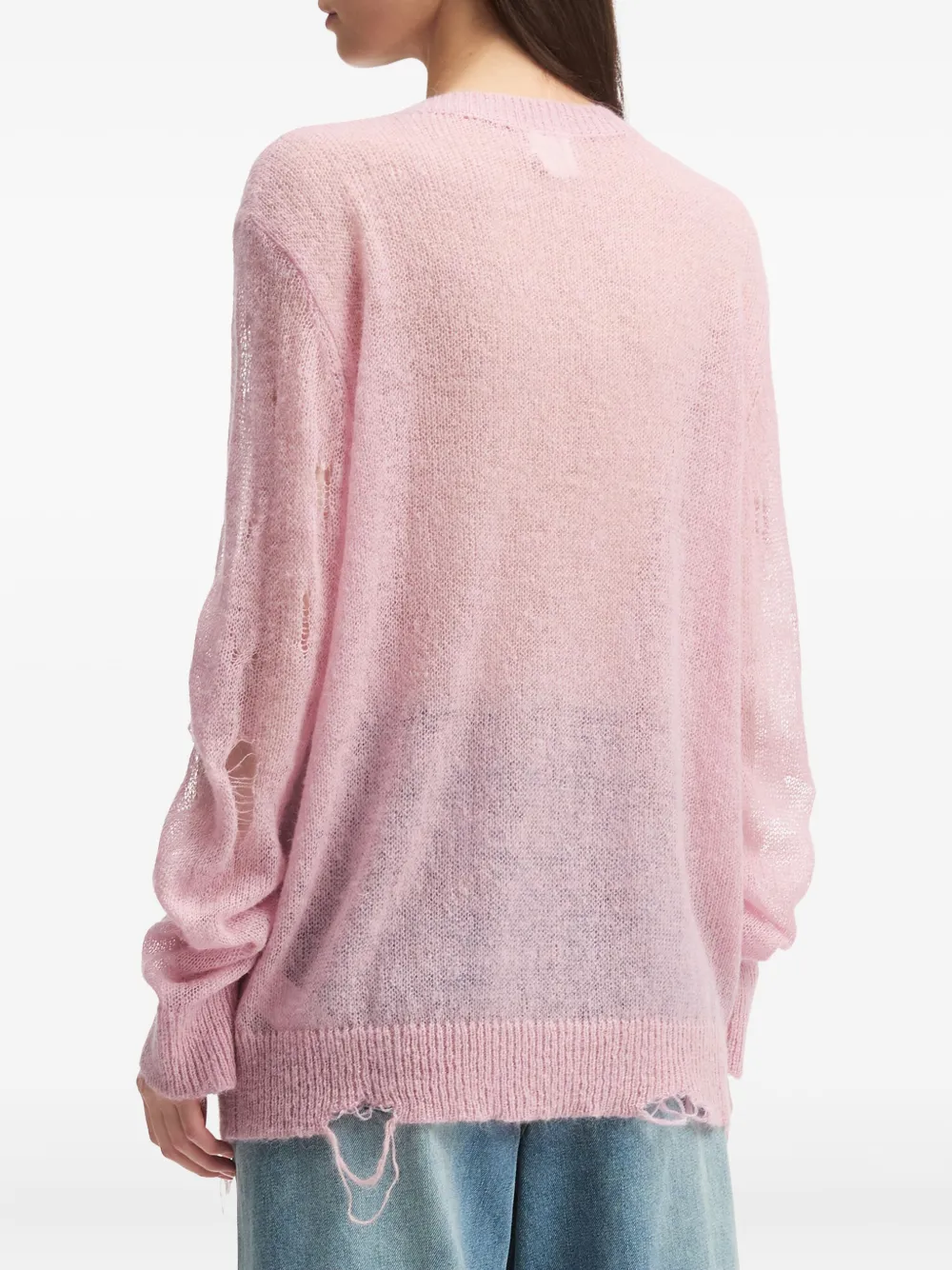 b+ab Trui met gerafeld detail en ronde hals Roze