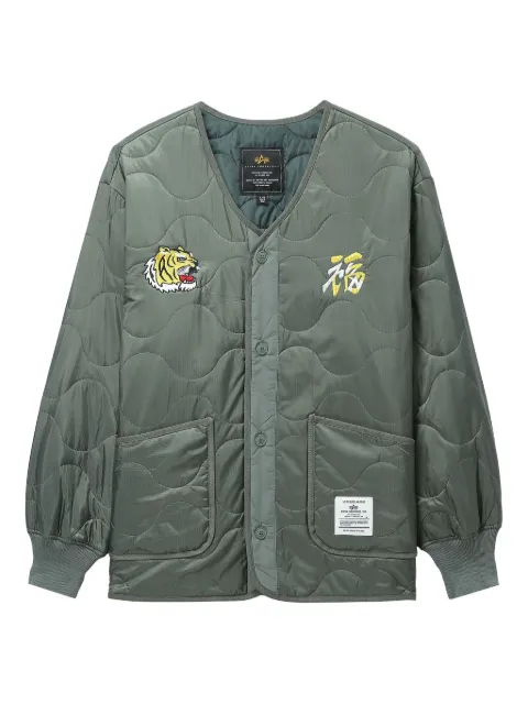 Alpha Industries tiger-embroidered quilted jacket