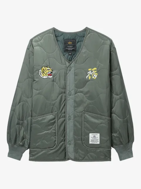 Alpha Industries tiger-embroidered quilted jacket