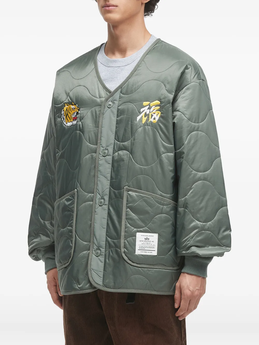 Alpha Industries Gewatteerd jack met geborduurde tijger Groen