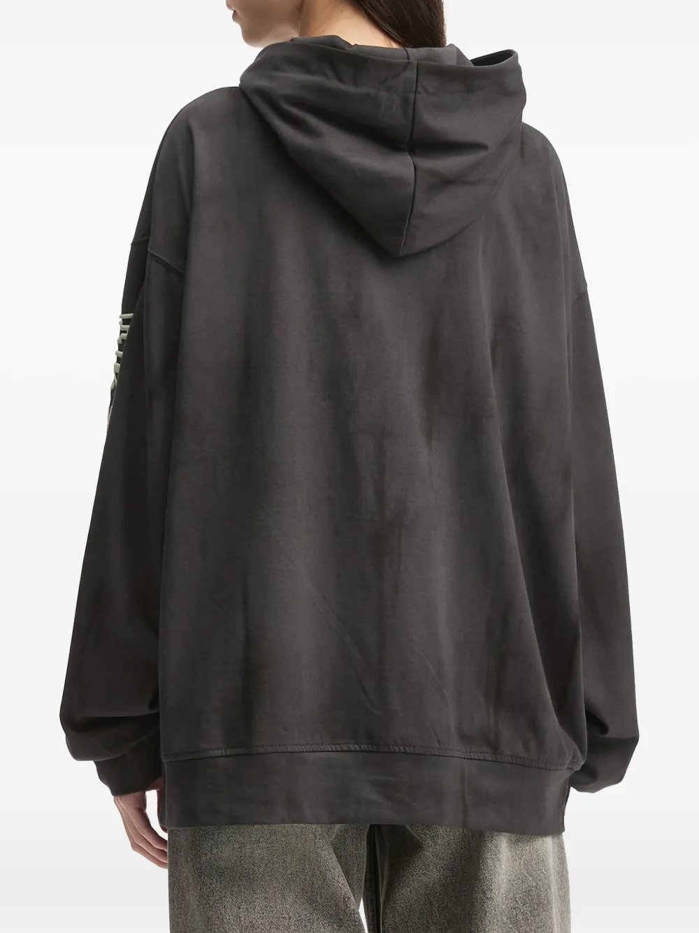 Eye-Embellished Sleeve-Print Hoodie