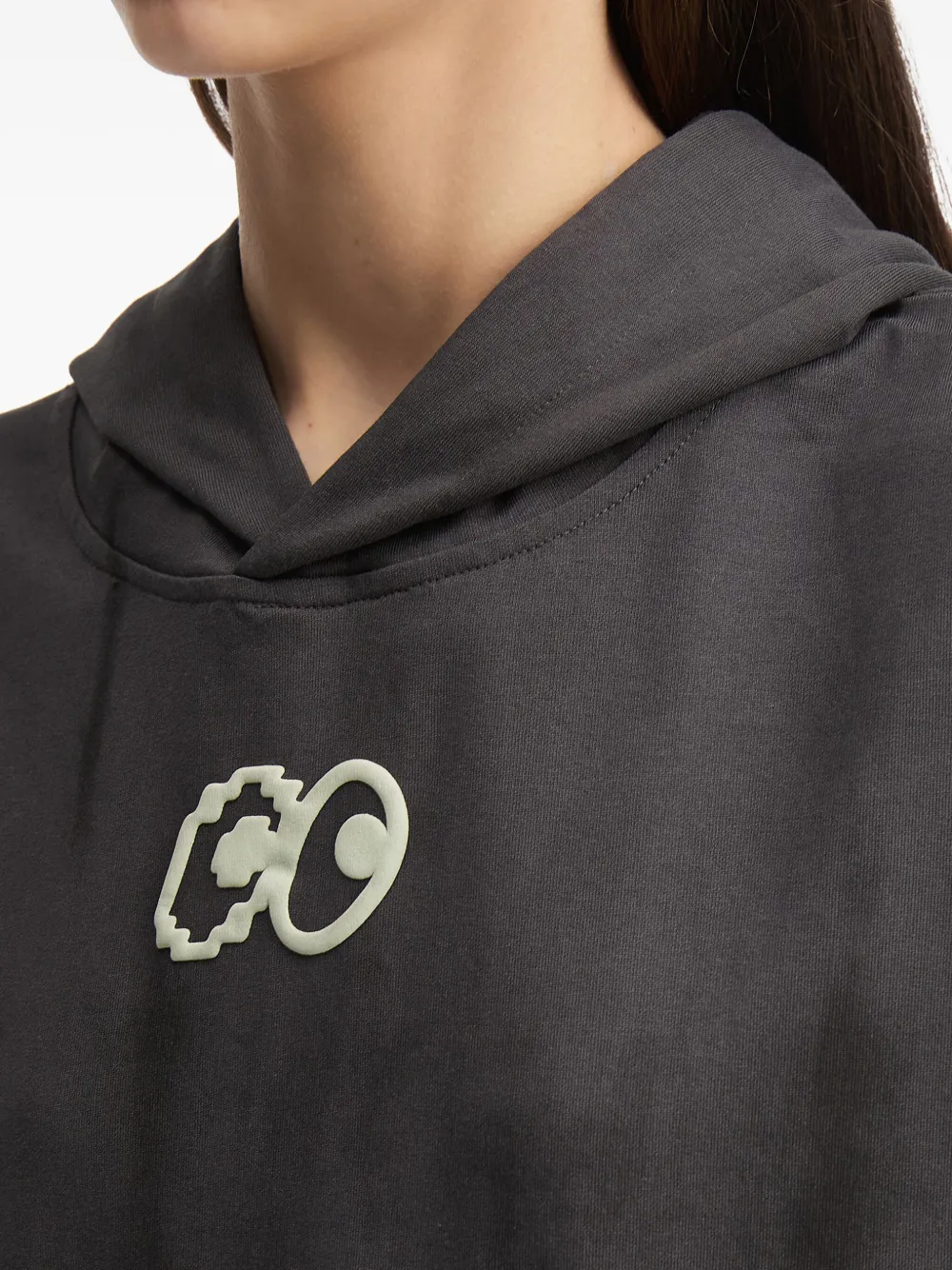 Eye-Embellished Sleeve-Print Hoodie