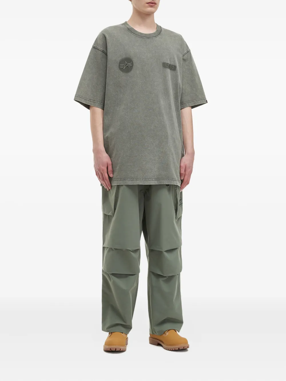Alpha Industries Katoenen T-shirt met logopatch - Groen