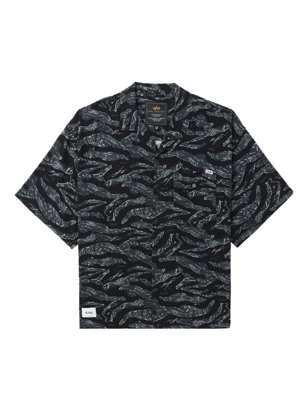 Alpha Industries graphic-pattern short-sleeve shirt | Black | Image 1