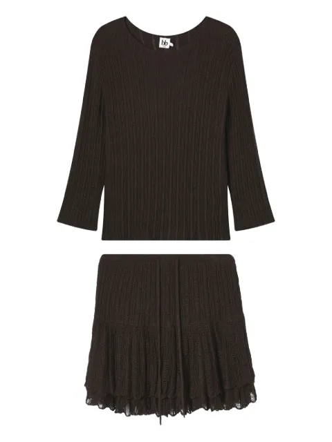 b+ab ribbed-knit mini skirt set 
