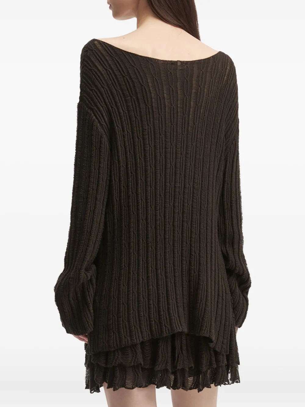 b+ab Ribgebreide mini-rok en top Bruin