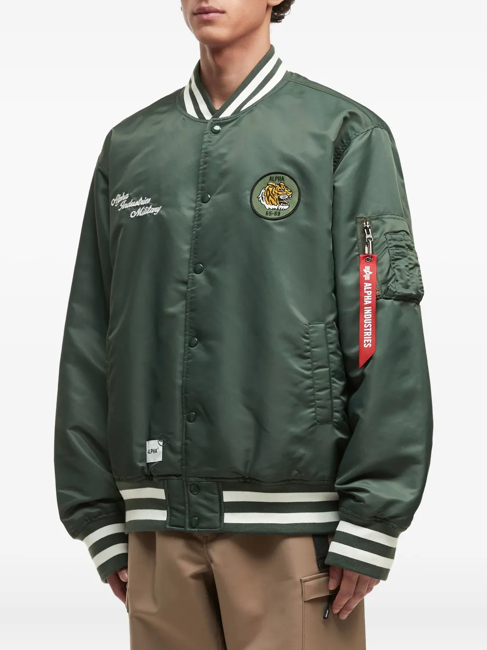 Alpha Industries Tiger-patch Bomber Jacket In Green