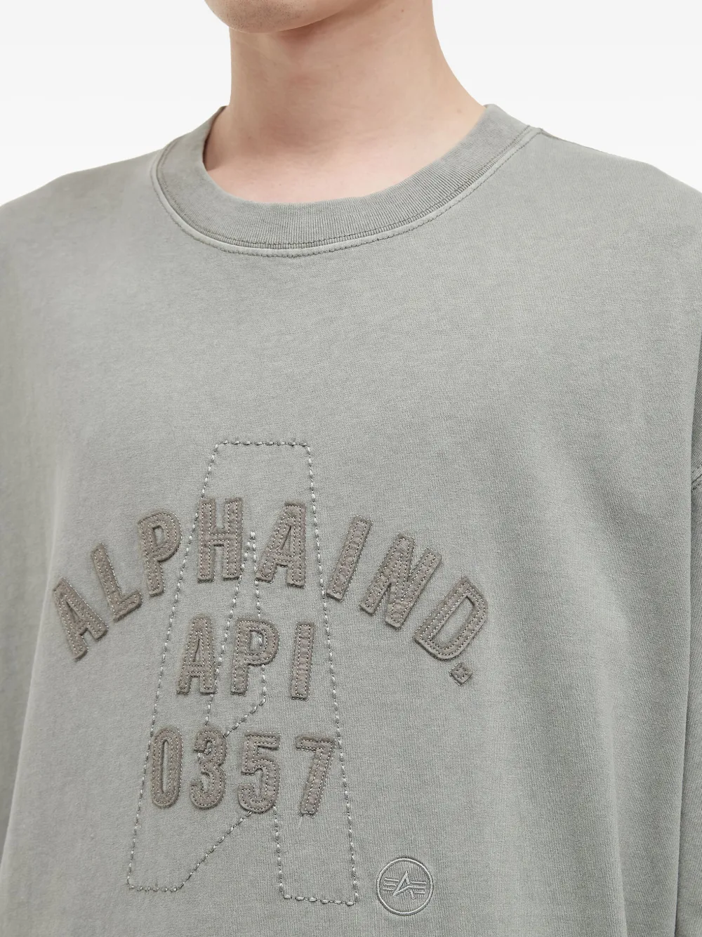 Alpha Industries Katoenen T-shirt met geborduurd logo Grijs