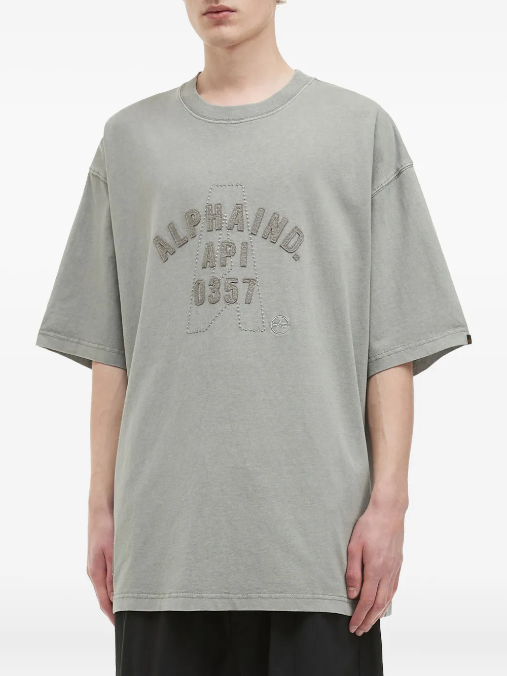 Alpha Industries Katoenen T-shirt met geborduurd logo Grijs