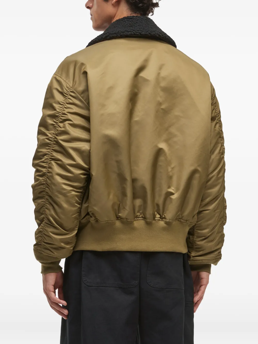 Alpha Industries Sherpa-collar Bomber Jacket In Gold