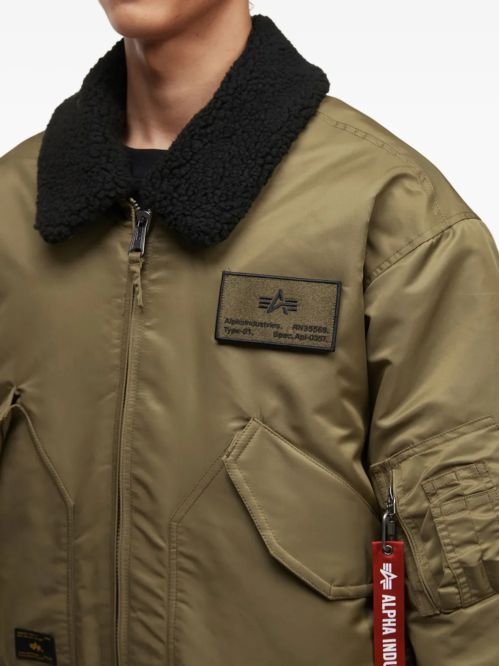 Alpha Industries Sherpa-collar Bomber Jacket In Gold