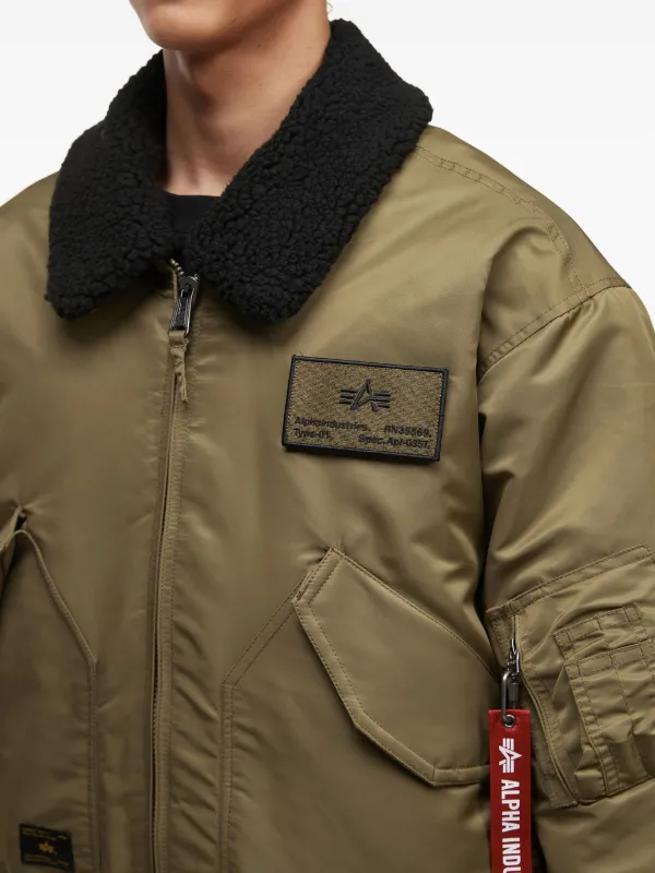 ALPHA INDUSTRIES レザーシェルパジャケット L Alpha Industries シェルパカラージャケット | ニュートラル | FARFETCH JP