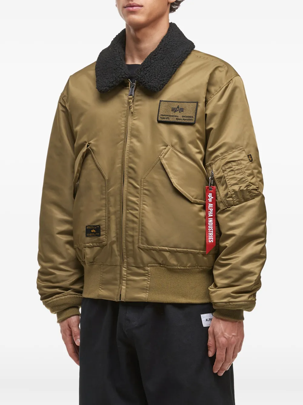 Alpha Industries Sherpa-collar Bomber Jacket In Gold