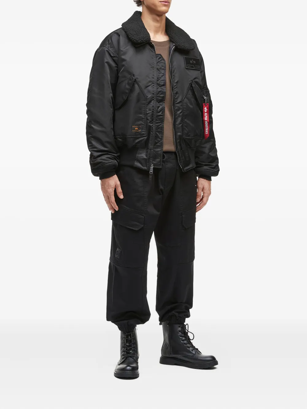 Alpha Industries Sherpa-collar Bomber Jacket In Black