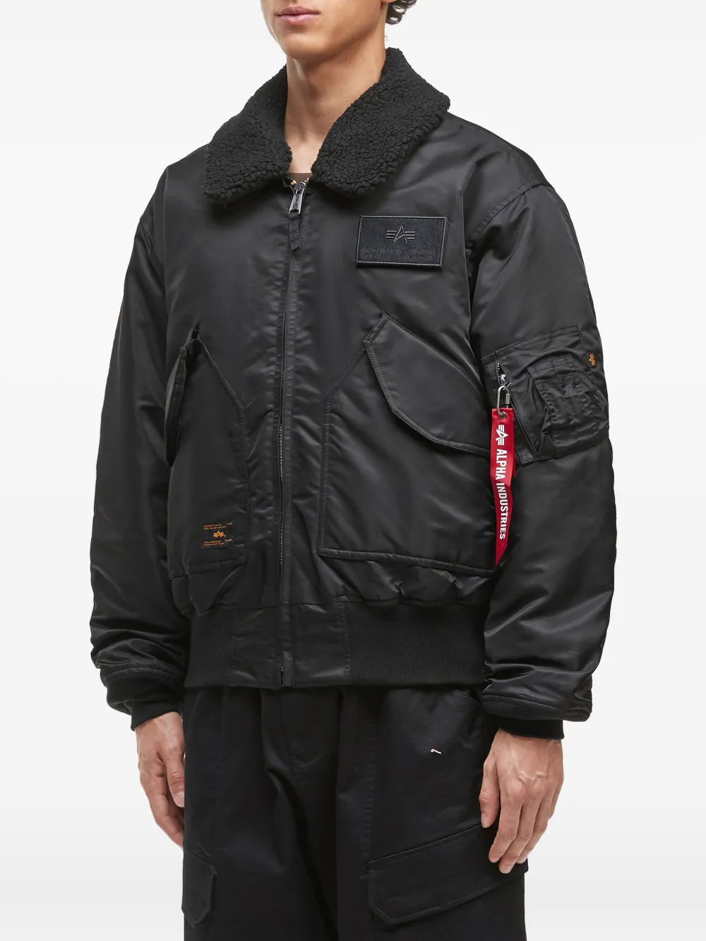 Alpha Industries Sherpa-collar Bomber Jacket In Black