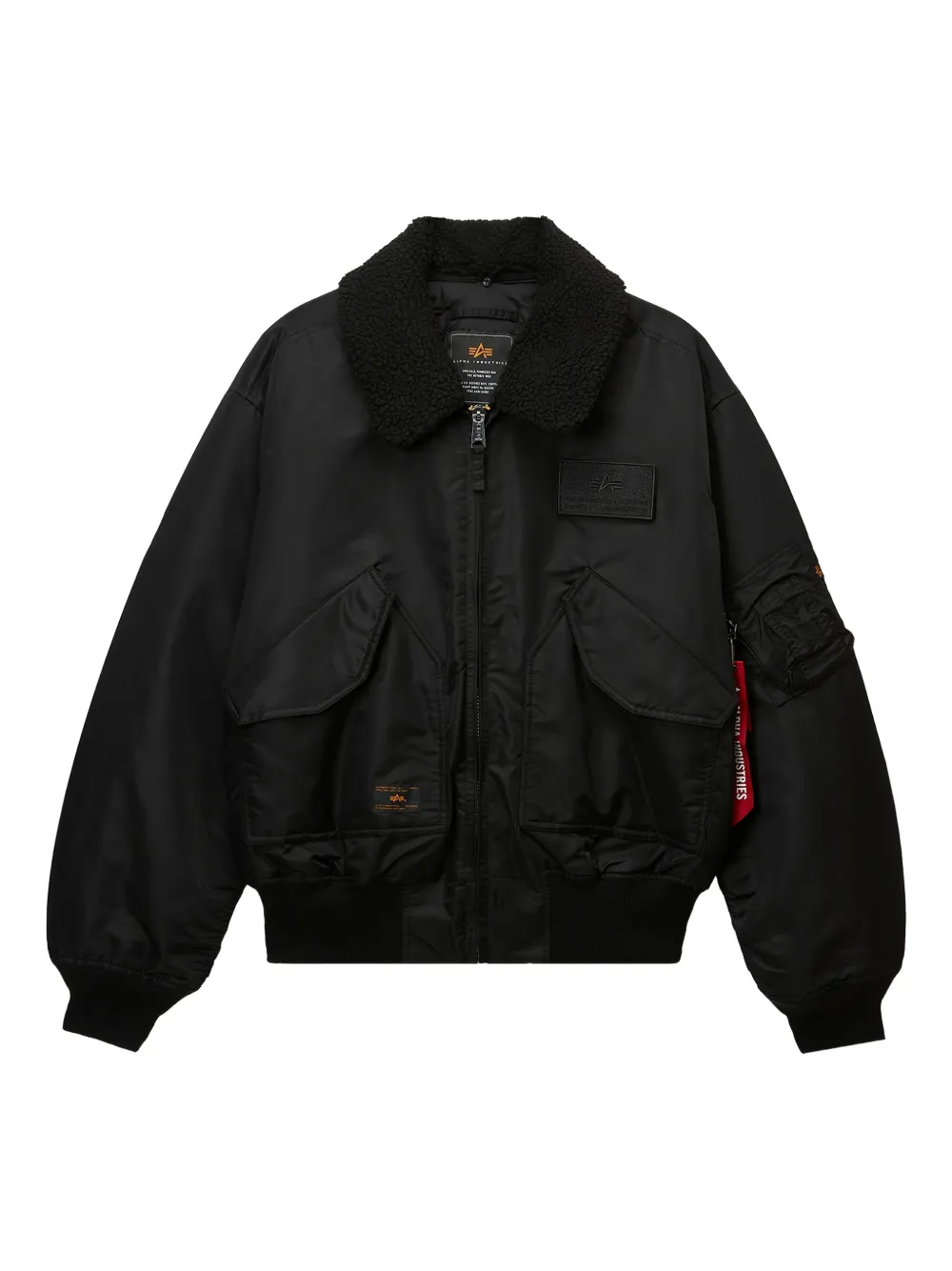 Alpha Industries Sherpa-collar Bomber Jacket In Black