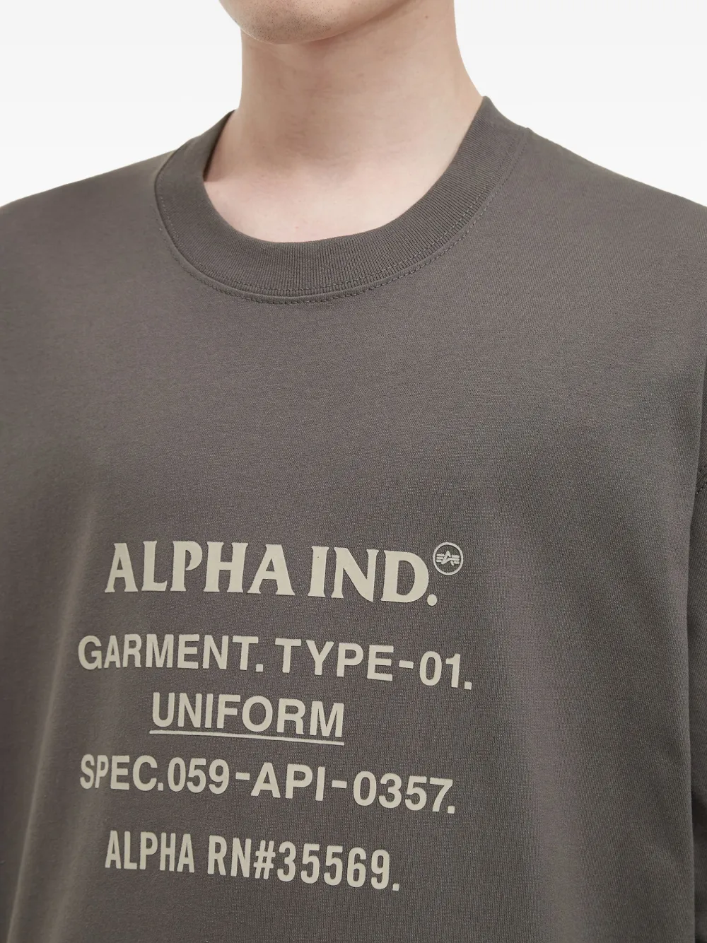 Alpha Industries Graphic-print Crew-neck T-shirt In Brown