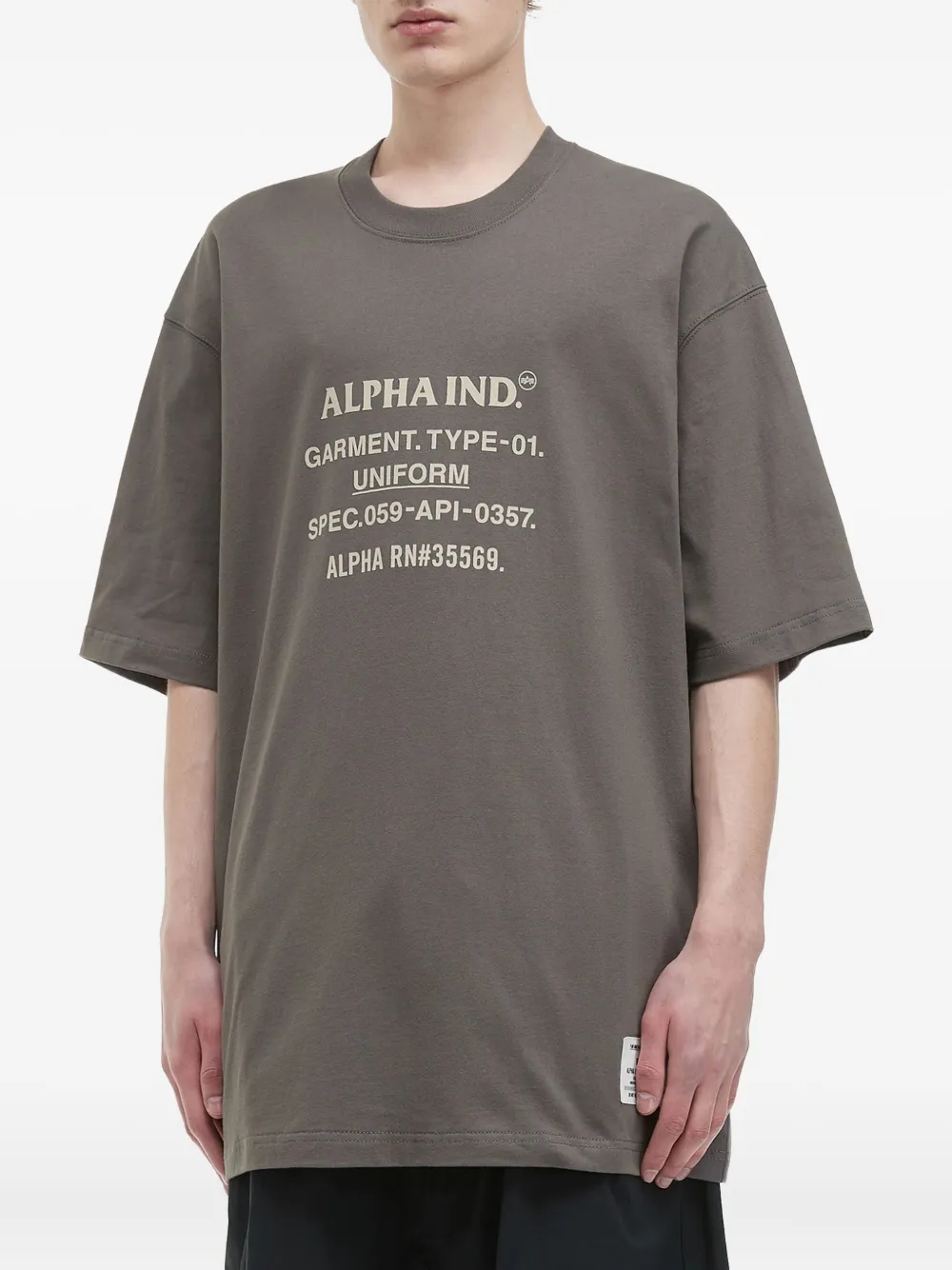 Alpha Industries Graphic-print Crew-neck T-shirt In Brown