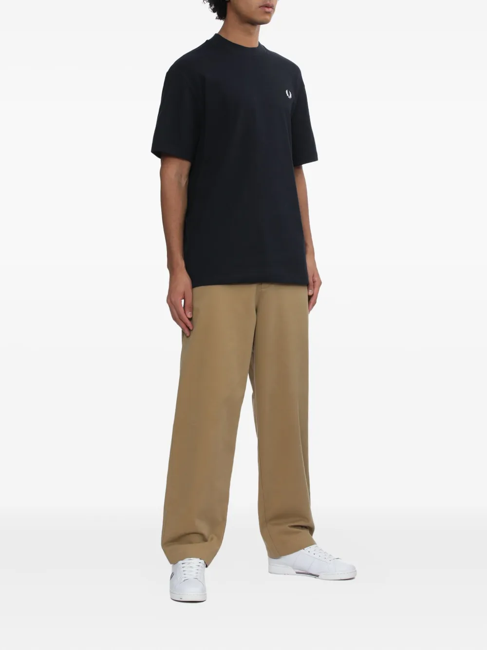 Fred Perry Katoenen T-shirt met geborduurd logo - Blauw