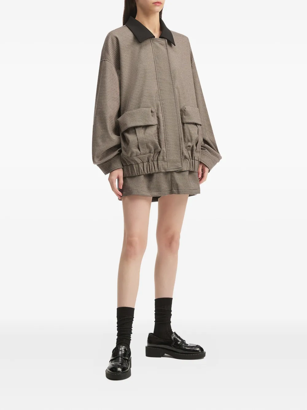B+ab Geruit jack en mini-rok - Bruin