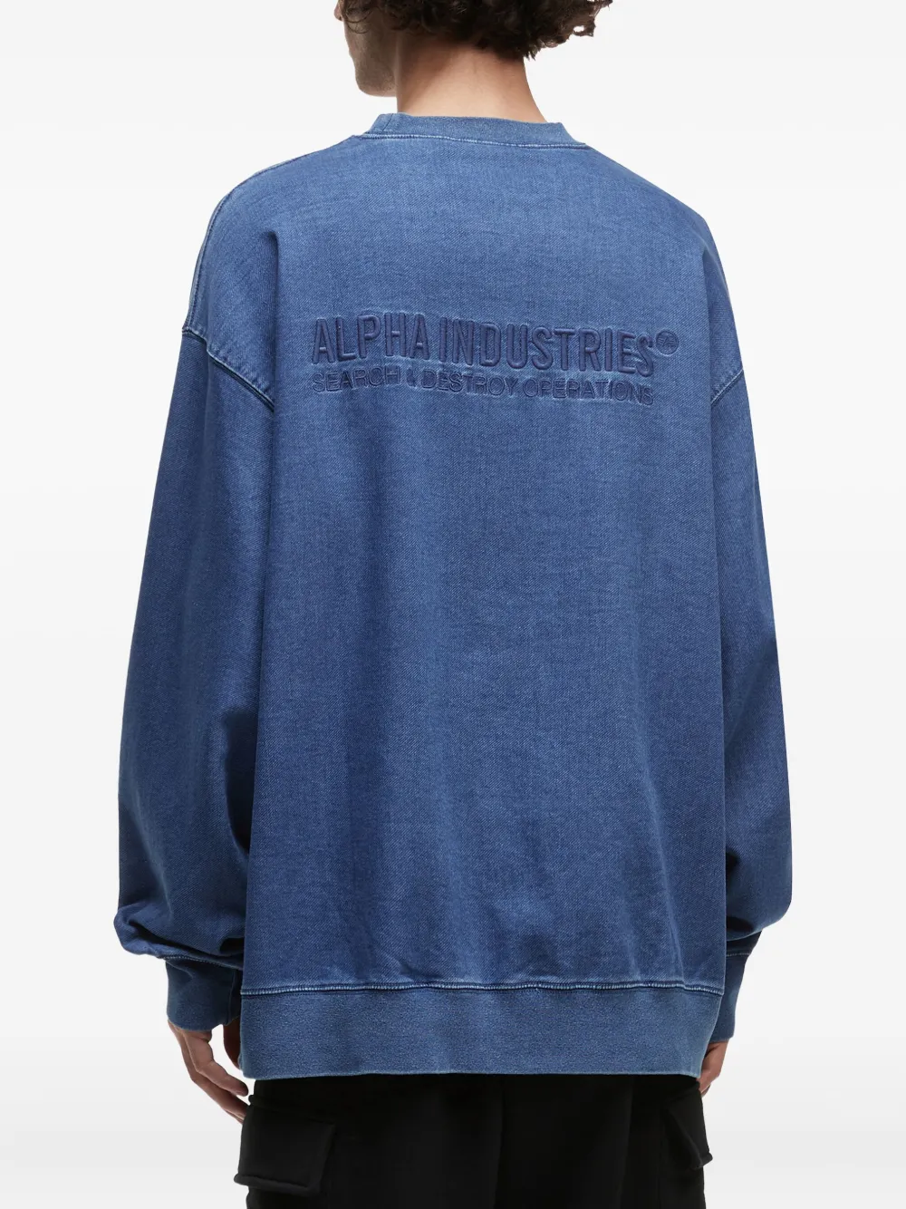Alpha Industries Embroidered-tiger Crew-neck Sweatshirt In Blue