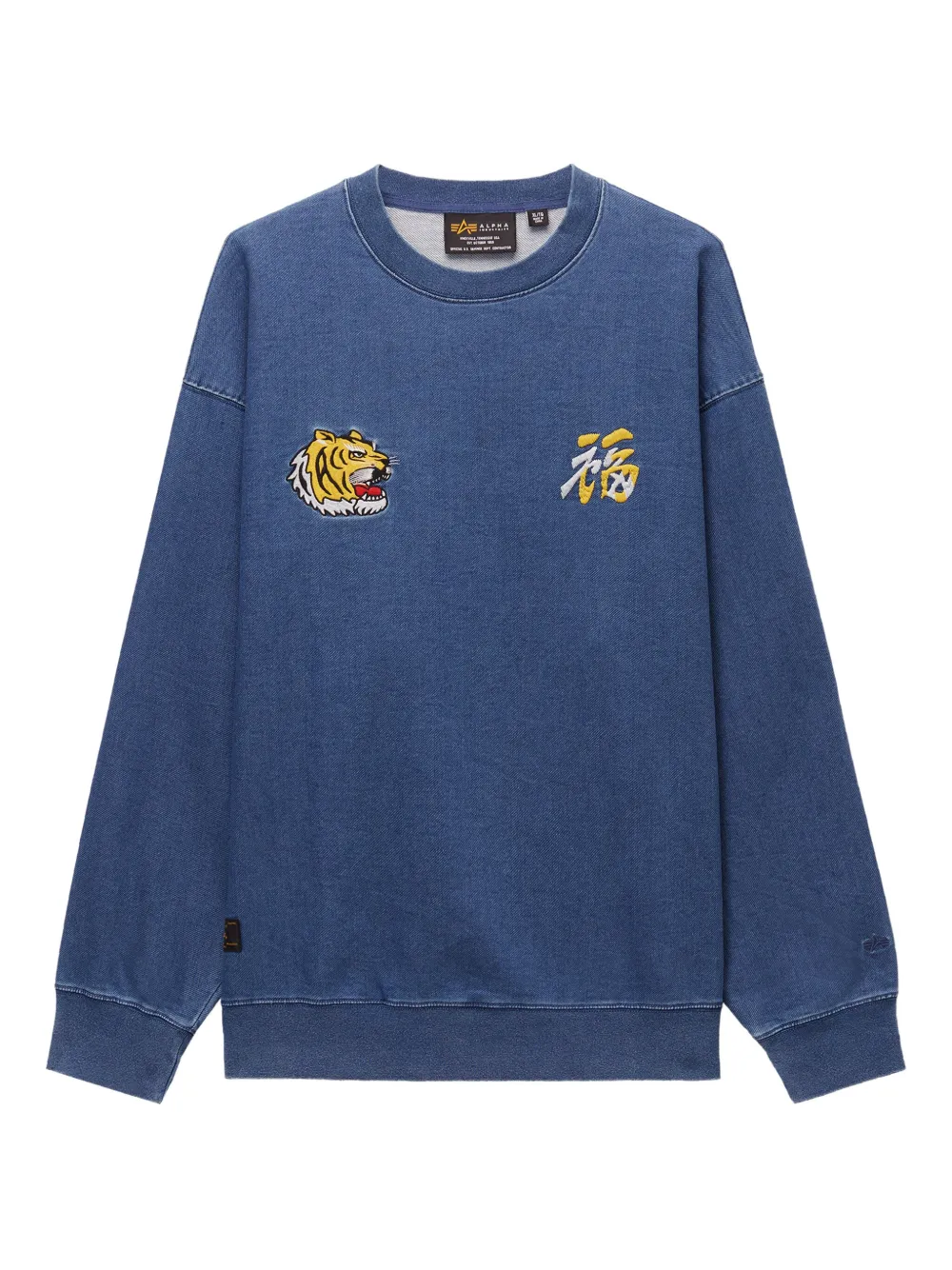 Alpha Industries embroidered-tiger crew-neck sweatshirt | Blue | Image 1