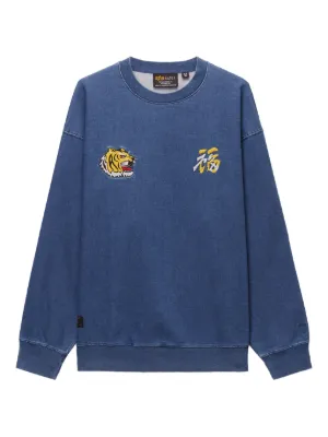 KAMIYA eagle-print distressed-knit Sweater | Blue | FARFETCH JO
