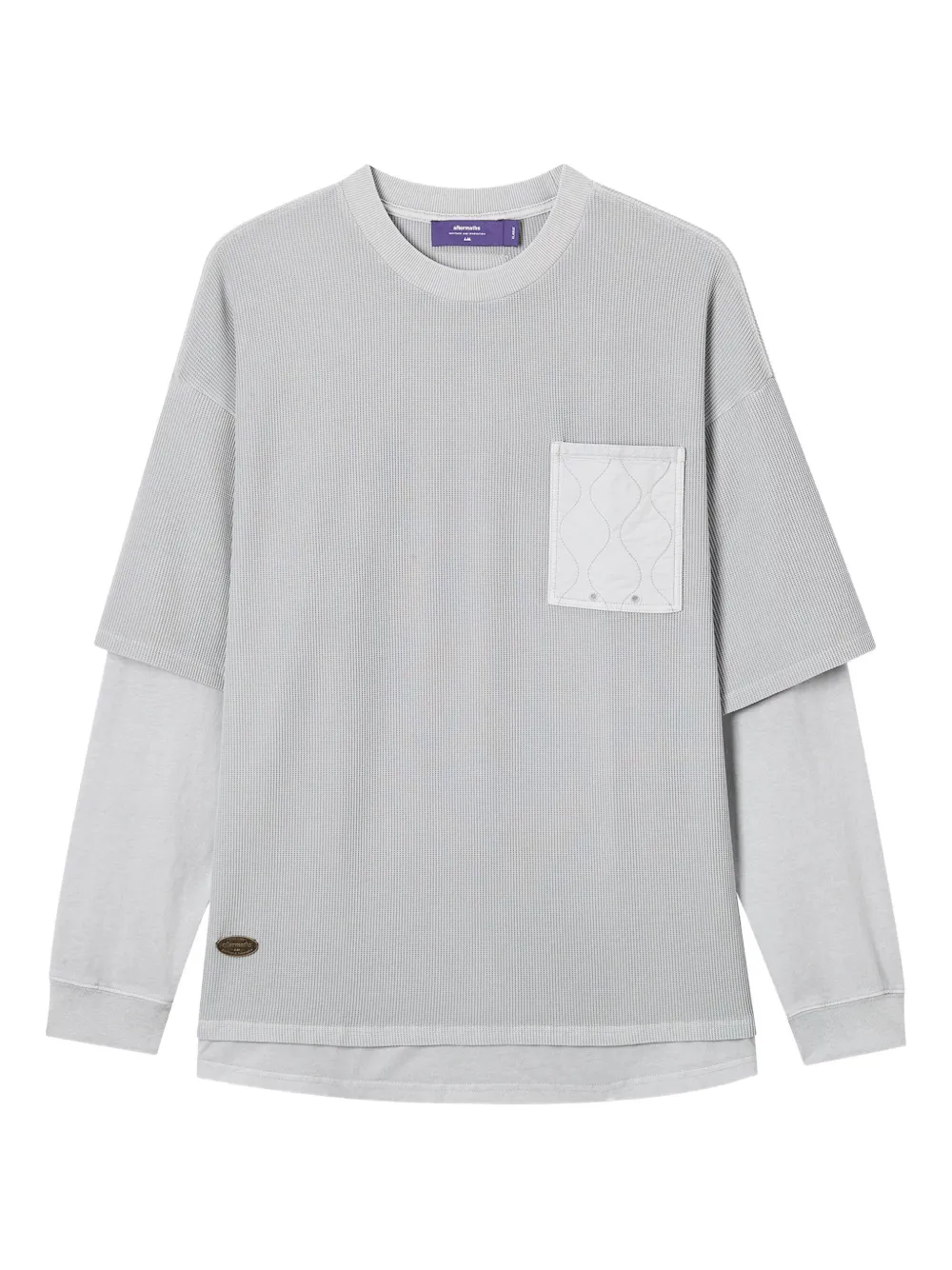 aftermaths quilted-pocket long-sleeves T-shirt | Grey | Image 1