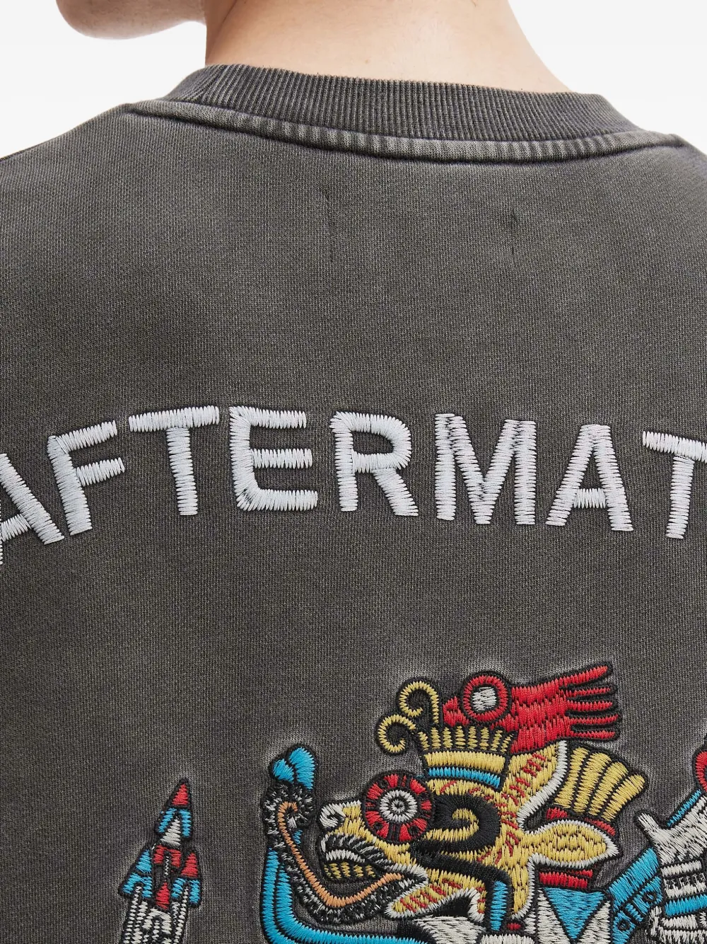 Aftermaths Embroidered Graphic Long-sleeve Top In Black