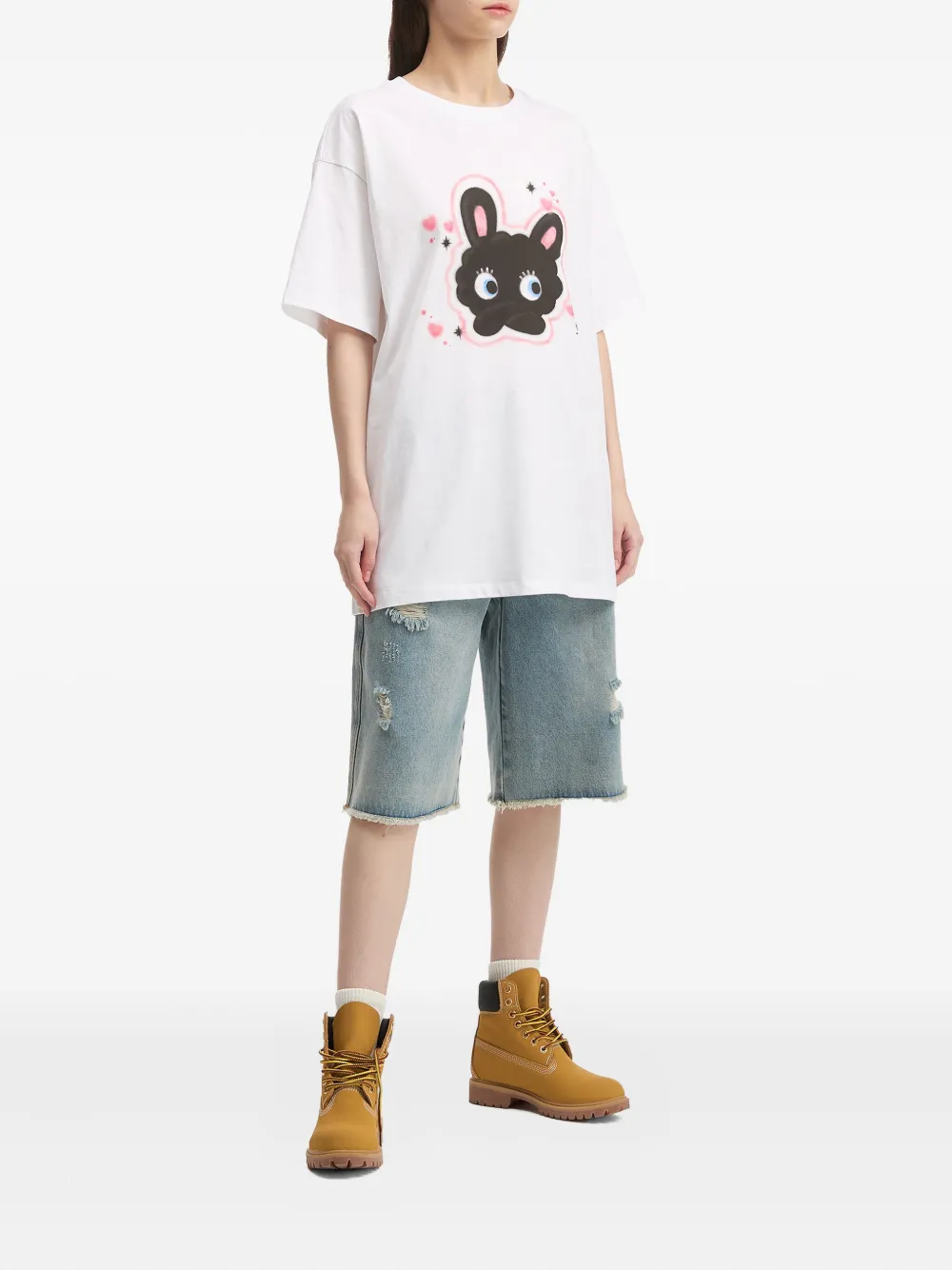 Mini Cream bunny-print cotton T-shirt | T-Shirts & Jersey Shirts | Image 2